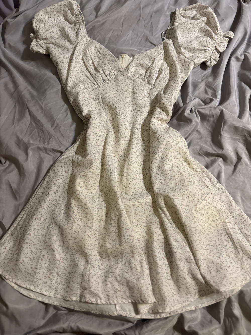 Princess Polly Cream Mini Dress with Subtle Sage Floral Print